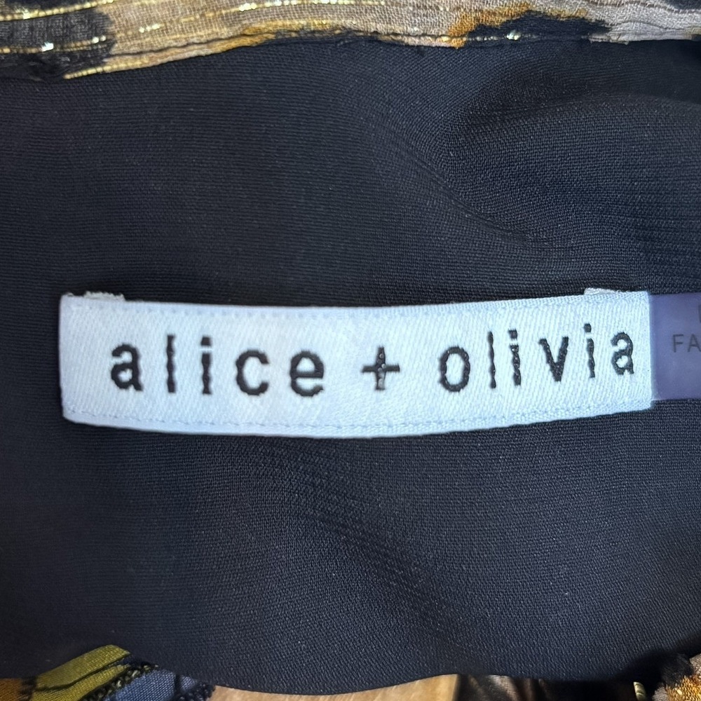 Alice + Olivia Dasha 100% Silk Patchwork Tiered Ruffle Mini Dress Size 4 Floral - Picture 11 of 15